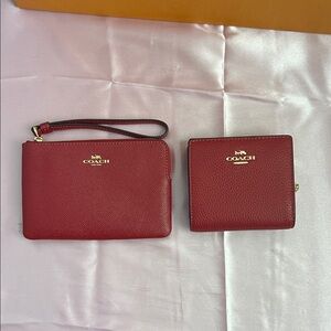 Coach Cherry Red Wristlet and Wallet Duo